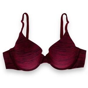 Victoria’s Secret Uplift Semi Demi Padded Underwire Bra - Red Black 36B‌‌‌‌‌‌‌‌